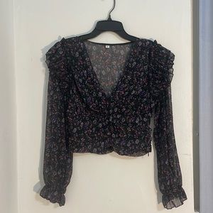 Purple Flower Print Top